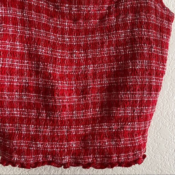 Hollister Red Ruched Gingham Cropped Cami Top - Picture 2 of 4